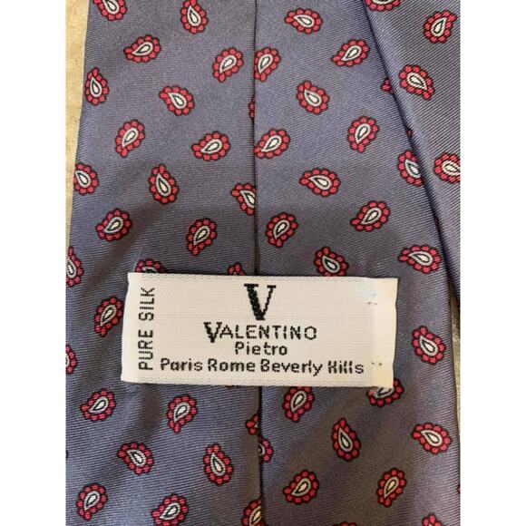 Valentino Men’s Blue Red Geometric‎ Tie - Picture 4 of 4